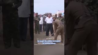 He taught the soldiers techniques for building house northkorea 金正恩 kimjongun shortsviral [upl. by Olivia]