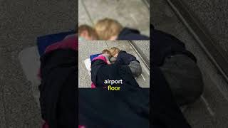 Families Stranded for 22 Hours at Airport Kids Sleeping on Floors and Suitcases airport kids [upl. by Yerffeg]