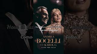 ANDREA BOCELLI amp KAROL G  VIVO POR ELLA ENGLISH LYRICS ANDREABOCELLI KAROLG VIVOPORELLA [upl. by Lust829]