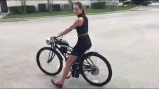 Bt80 electric start motorized bicycle lady driven [upl. by Chlori511]