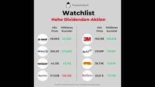 Watchlist  Hohe Dividenden Aktien aktien aktie börse reichtum armut dividende dividenden [upl. by Luben710]