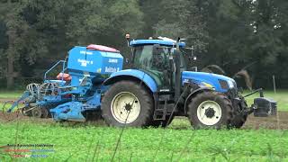 New Holland T6050 open pipe  Lemken Solitair 8 Sowing zaaicombinatie  Fa Ten Voorde uit Terwolde [upl. by Ekalb1]