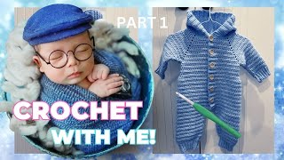 How to make a CROCHET baby onesie  romper EASY 36months PART 1 [upl. by Katzir]