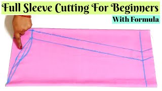 Full Sleeve Cutting For Beginners  Important Tips with Formula  Stitch By Stitch [upl. by Anastasio]