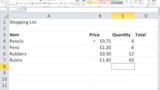 Excel shopping list [upl. by Portuna]