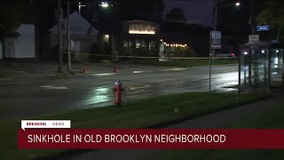 Broadview Road closed in Old Brooklyn due to sinkhole [upl. by Saixela26]