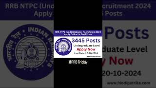 RRB NTPC Recruitment 2024 Latest Vacancy  Railway Job Update rrbntpc governmentjobs 2024 [upl. by Melone]