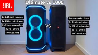 JBL Partybox Ultimate VS JBL Partybox 1000  Sound lights and specs comparison [upl. by Dnaleel199]