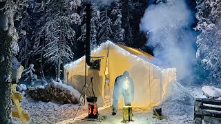 38C EXTREME COLD WINTER CAMPING in a HOT LOVE SHACK Valentines Day [upl. by Burgess871]