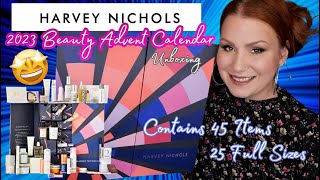 HARVEY NICHOLS 2023 LUXURY ADVENT CALENDAR UNBOXING  45 ITEMS 25 FULL SIZES amp WORTH £1300 [upl. by Ecnarretal]