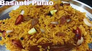 Basanti Pulao Recipe  Bengali sweet Pulao  mitha bhat  kanika recipe [upl. by Ellehsim]