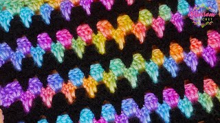 The Most INCREDIBLE Crochet Stitch 🌈 Half Spike Granny Striped Blanket Blossom Crochet Tutorial [upl. by Eiboh]