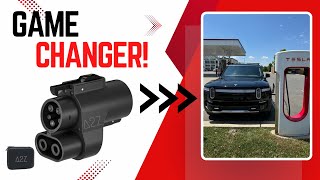 Charging a Rivian on a Tesla Supercharger with A2Z Adapter [upl. by Breen186]