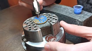 Metal enamel pins making  for display  raw uncut and boring [upl. by Hoopes]