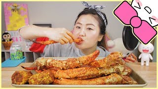 SPICY KING CRAB LEGS  MUKBANG [upl. by Nostets]