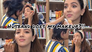 Husband does my makeup  First time  Pass or Fail  Saloma [upl. by Ayalat]