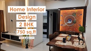 quotHome Interior Design 2BHK  750 sq ftquot by CivilLanecom [upl. by Ardnuassac493]