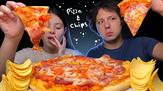 ASMR Giant Pizza and Chips  Eating Sounds Mukbang 먹방 Tati ASMR [upl. by Ortrud347]