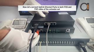 4 Telephone amp Fax POTS Analogue Port over Ethernet IP Fiber extender converter set FXS and FXO [upl. by Neron465]