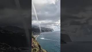 Spettacolare tromba marina tocca terra sullisola di Madeira [upl. by Arraek]