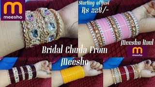 Meesho Bridal Chuda Haul  Meesho Bridal Chuda Tryon Haul  Beautiful Bridal Bangles set [upl. by Chew]