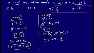 The distance of the point62sqrt2 from the common tangent ymxc of the curves x2y2 amp x1y2 [upl. by Karen]