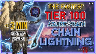 S6 Fastest Azurewrath Chain Lightning Sorc Build Pit Tier 100 200 Live  PTR Diablo 4 [upl. by Naarah]