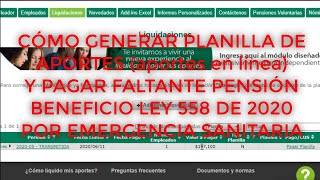 Generar planilla y pagar aportes a pensión faltantes mayo y abril 2020 Decreto Ley 558 de 2020 [upl. by Anavrin]