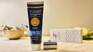 VICCO TurmericS Shaving Cream and Pearl L55 Closed Comb Razor Review Vlog14 [upl. by Lemhar]