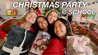 CHRISTMAS PARTY AT SCHOOL secret santa potluck amp games  Vlogmas Day 20 [upl. by Fried685]