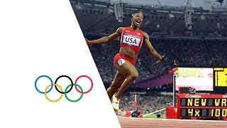 USA Break Womens 4 x 100m Relay World Record  London 2012 Olympics [upl. by Hadnama321]