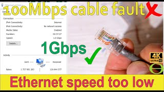 Ethernet speed capped at 100Mbps fixed to 1Gbps  cable fault [upl. by Fauch927]