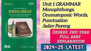 English Unit 1 Grammar Monophthongs Onomatopoeic words Punctuation Jadav Payeng Degree 2nd Yr [upl. by Welcome]