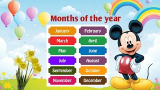 Months of the Year with Spellings  January February Months Name For Kids [upl. by Ahsinut]