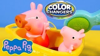 Peppa Pig Color Changers Muddy Puddles Bathtime Peppa Fisher Price Toys Review Nick Jr [upl. by Averil]