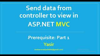 MVC  Passing DATA from Controller to View  Part 2 [upl. by Ward]