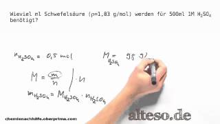 Stöchiometrie  Stoffmenge und Volumen berechnen  Schwefelsäure [upl. by Arimlede194]