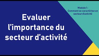 Evaluer limportance du secteur dactivité [upl. by Fawne]