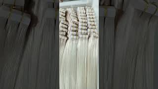 Ice Blonde Seamless Tapein Remy Human Hair Extensions tapeins keratintiphair remihumanhair [upl. by Moira741]