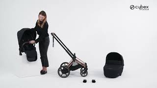 How to Attach the Lux Carry Cot I ePRIAM Stroller Travel System I CYBEX [upl. by Eittak]