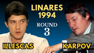 Miguel Illescas vs Anatoly Karpov  Linares 1994  Round 3 [upl. by Hpotsirhc153]