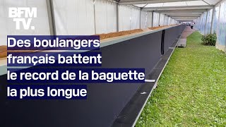 14053 mètres la France bat le record de la plus longue baguette du monde à Suresnes [upl. by Yand]