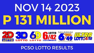 Lotto Result November 14 2023 9pm PCSO [upl. by Salangi]