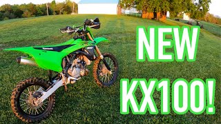 New Kawasaki KX100 Walkaround and Ride [upl. by Aeriela]