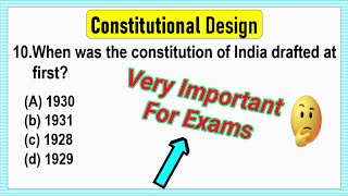 Class 9 Civics Chapter2 Constitutional Design Mcq  Constitutional Design Important Mcqs for Exams [upl. by Nwahsor]