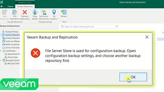 Error Veeam Open configuration backup settings and choose another backup repository first  Msolved [upl. by Niatsirt864]