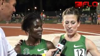 Sally Kipyego and Julia Lucas after huge 5k runs at 2012 Payton Jordan Invite [upl. by Goodman]