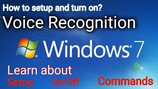 How to setup and turn on the voice recognition in windows 7 [upl. by Lirba213]