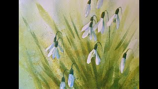 Use 2 COLOURS to paint beautiful watercolour SNOWDROPS simple beginners watercolor flower tutorial [upl. by Honna]