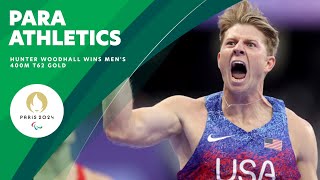 Hunter Woodhall Wins Gold For The USA In The Mens 400m T62 Final 🥇🇺🇸 [upl. by Anwahsak]